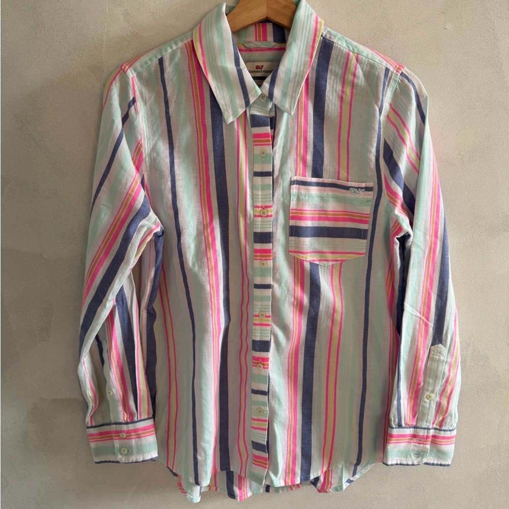 Vineyard Vines - Women’s Cotton Striped Button Down Shirt - Size 4